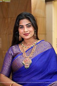 Siri Papa stills in Blue Designer Saree, HD Gallery