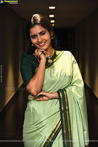 Deepa Balu Traditional Stills in Green Saree