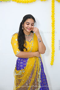 Sireesha stills in Yellow Lehenga Choli, HD Gallery 