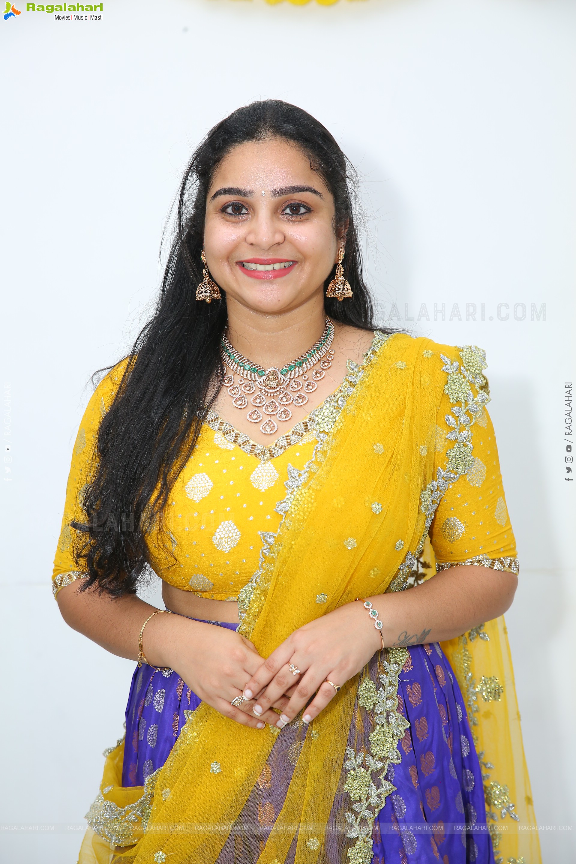 Sireesha stills in Yellow Lehenga Choli, HD Gallery