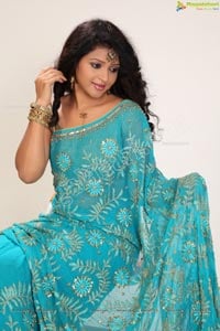 Indian Model Silpa Blue Saree