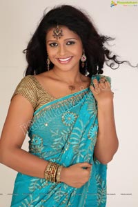 Indian Model Silpa Blue Saree
