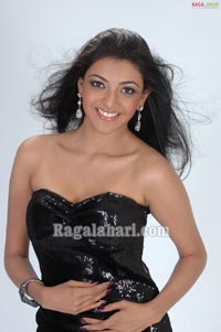 Kajal in Black Glitter Bodycon Dress
